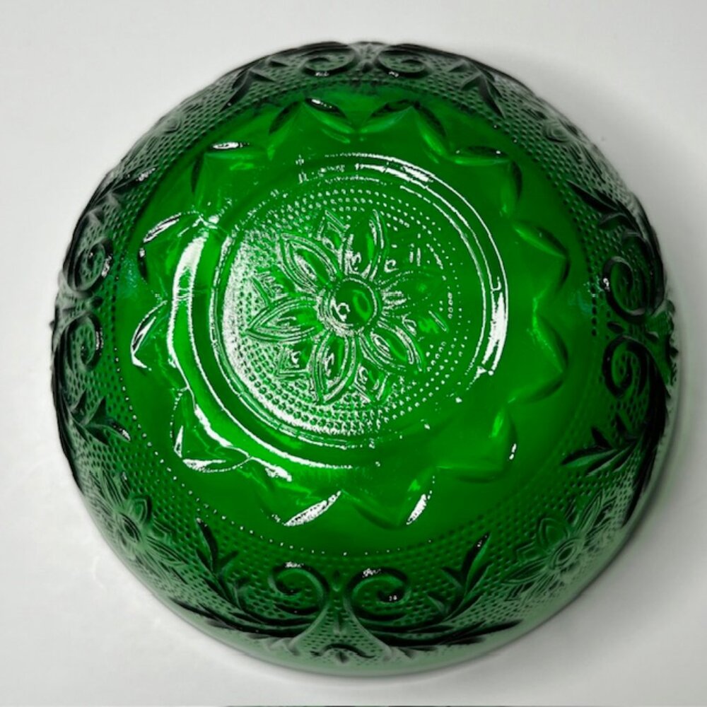 Emerald Green Pressed Glass Bowls - Set of 2 - Picture 5 of 5